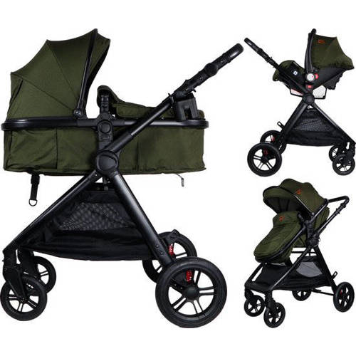 Ding 3-in-1 Stroller Liam Black/Forest Green afbeelding