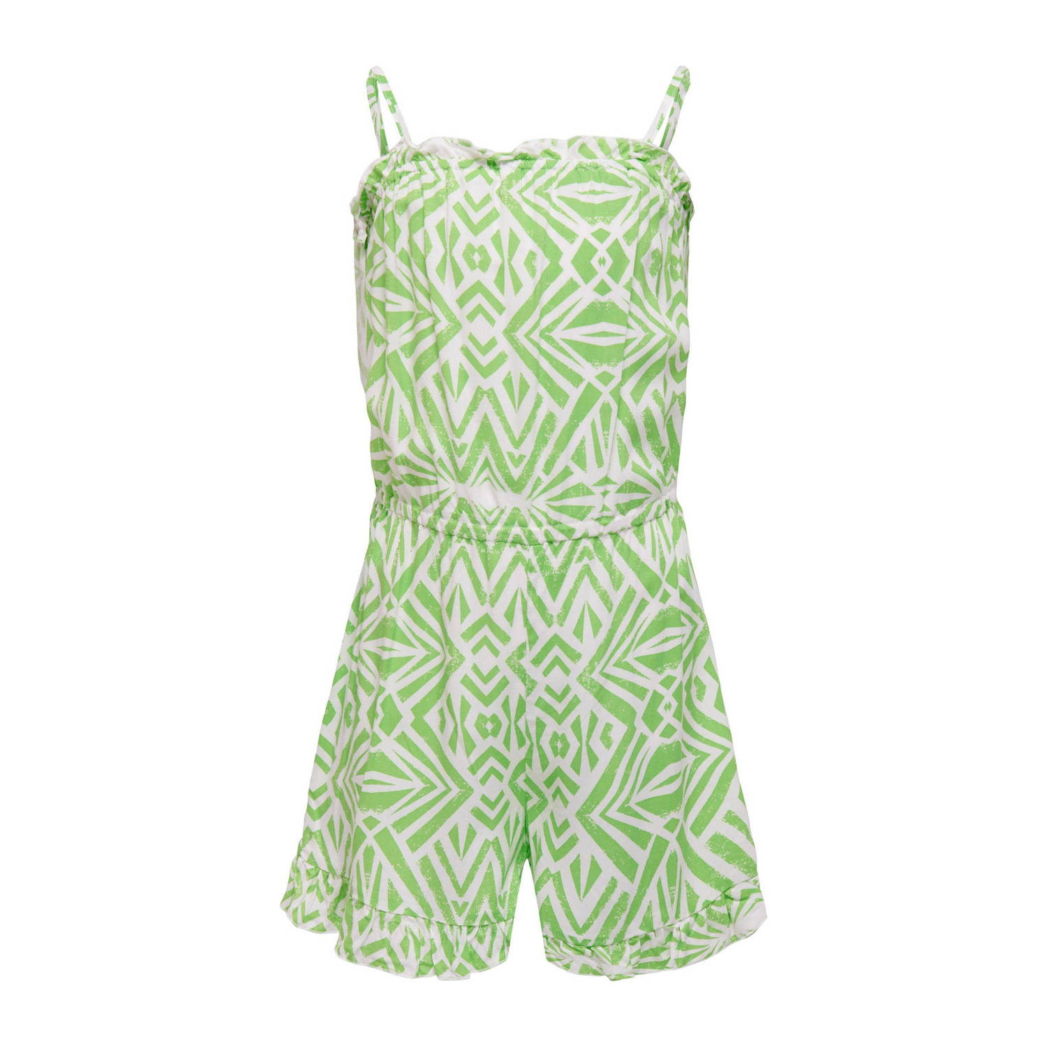 Only KIDS GIRL playsuit KOGNOVA LIFE met all over print frisgroen wit Meisjes Viscose Ronde hals 122