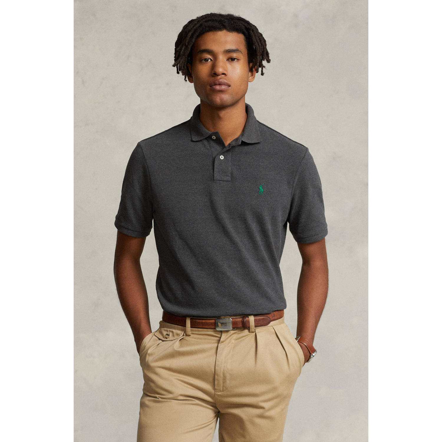 POLO Ralph Lauren custom slim fit polo grijs