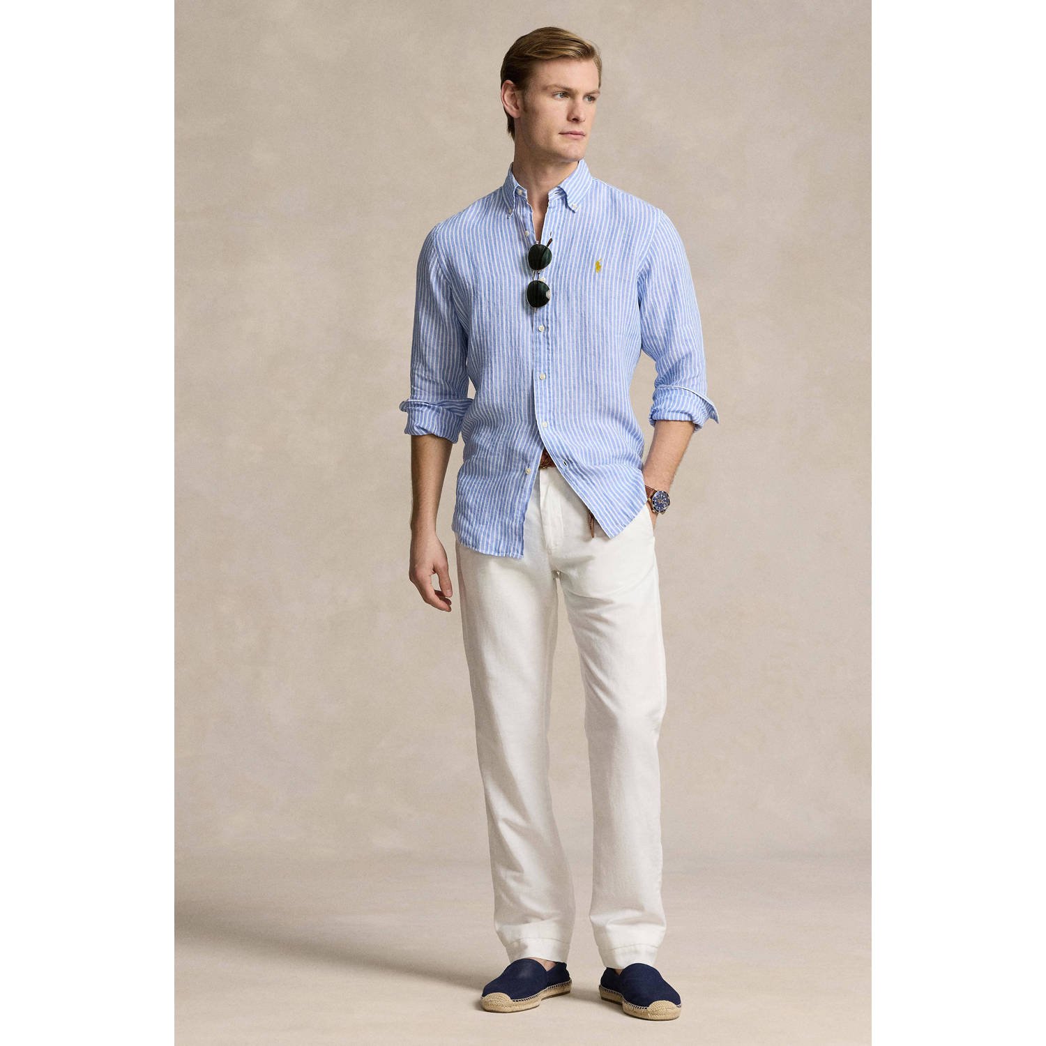 POLO Ralph Lauren gestreept regular fit overhemd lichtblauw