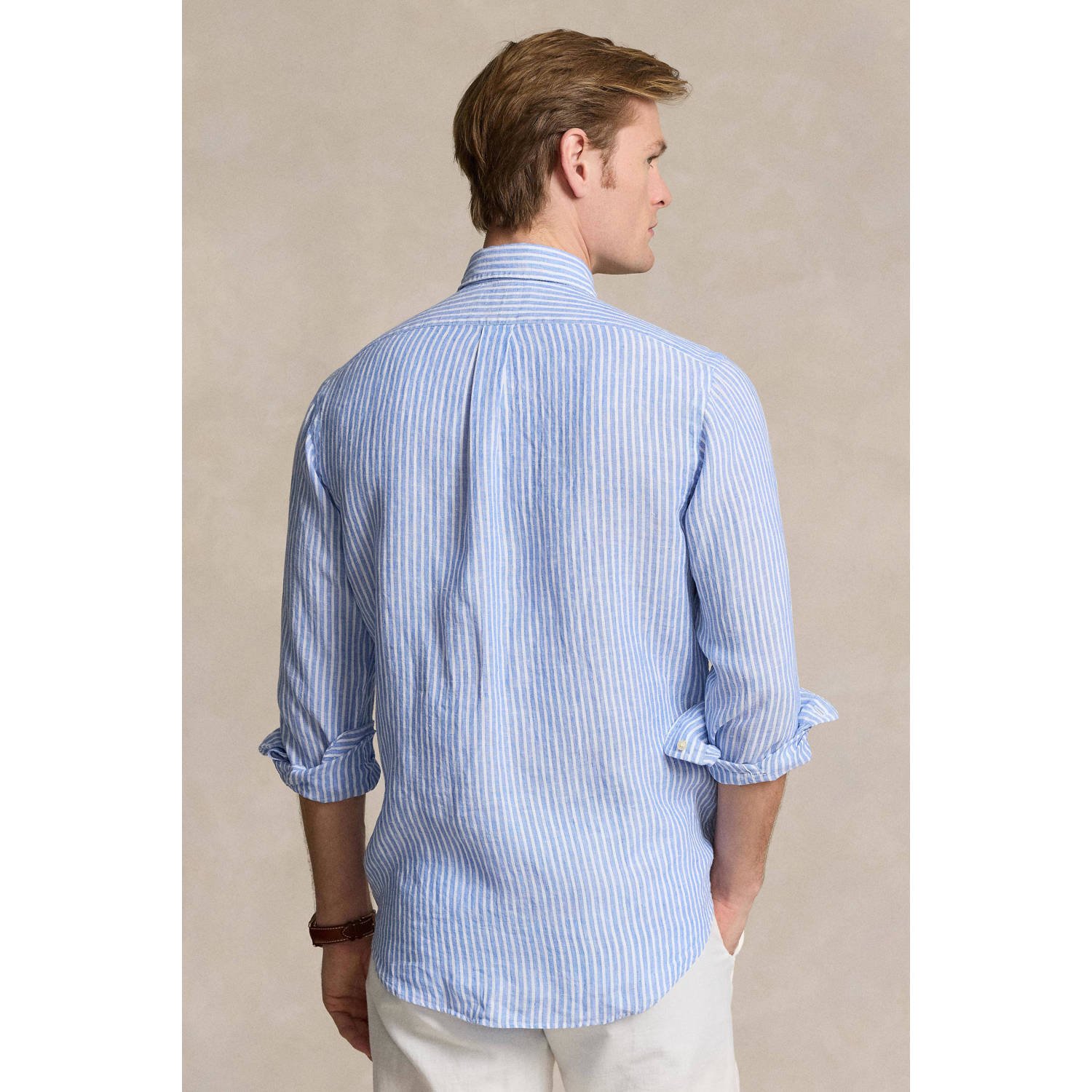 POLO Ralph Lauren gestreept regular fit overhemd lichtblauw