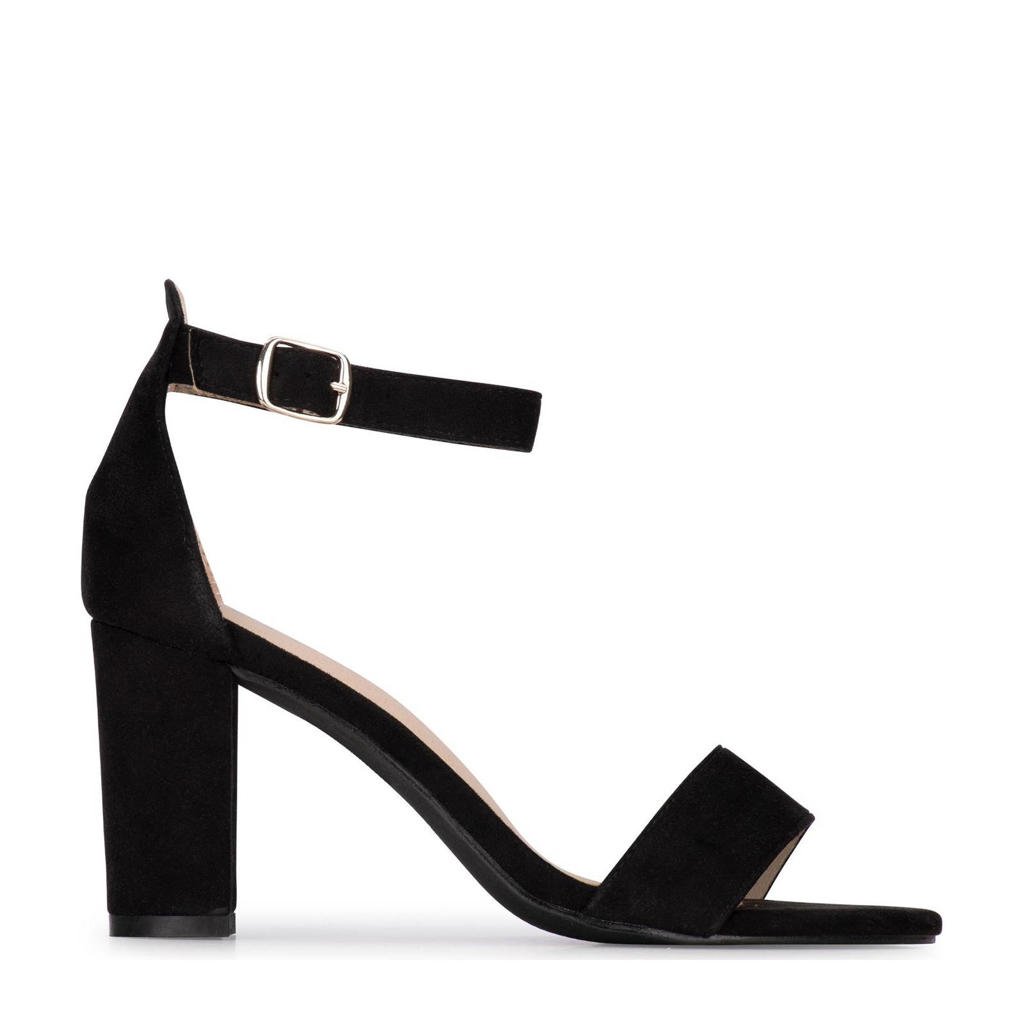 Zwarte dames POSH by Poelman sandalettes van imitatie sude