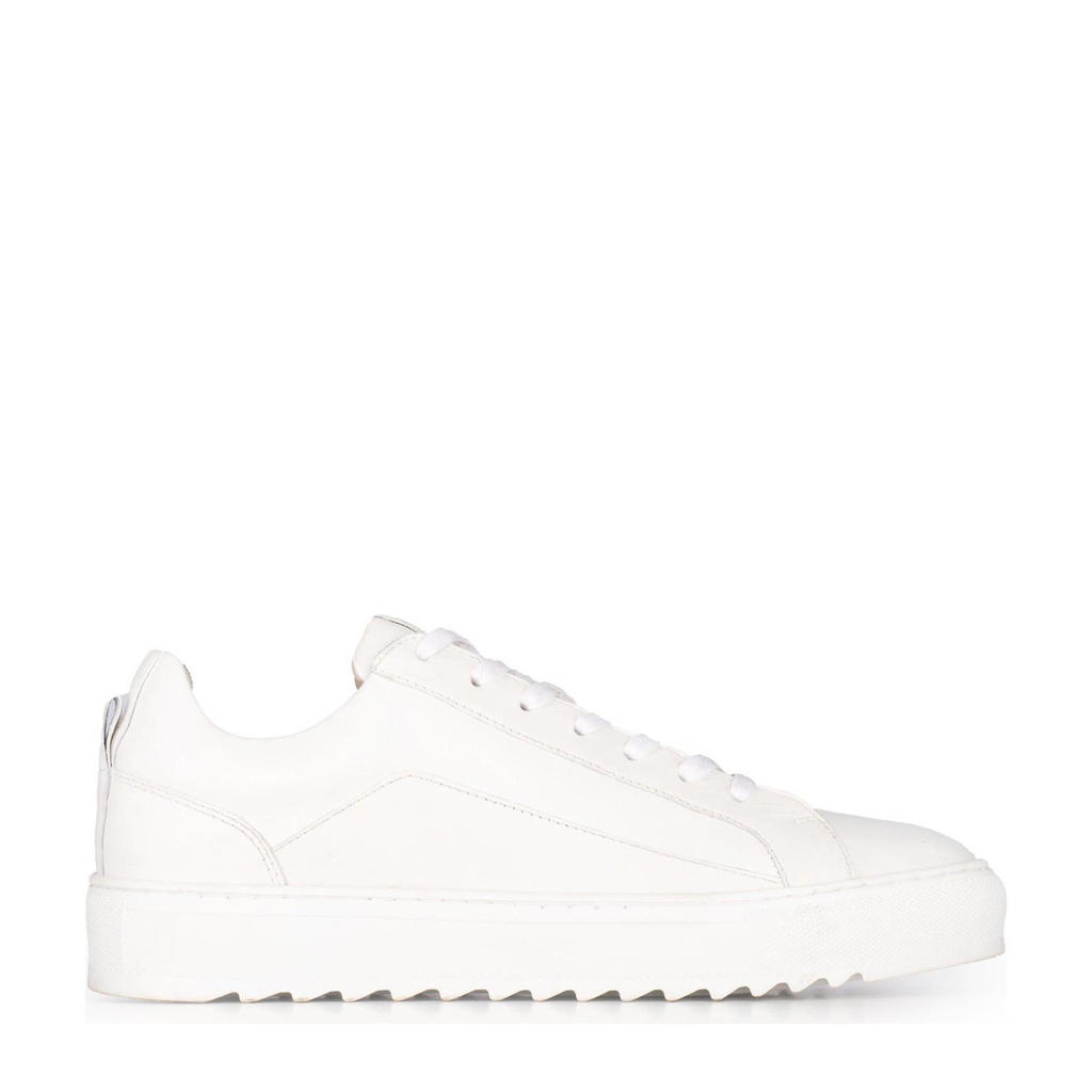 Witte heren PS Poelman Nigel leren sneakers met veters