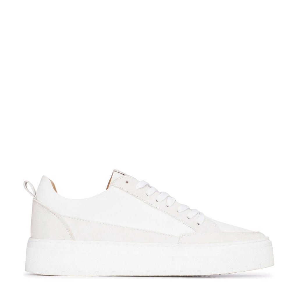 Witte heren PS Poelman Ivar leren sneakers van suede met veters