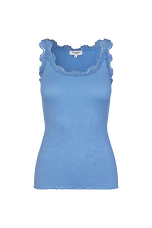 top met zijde blauw
