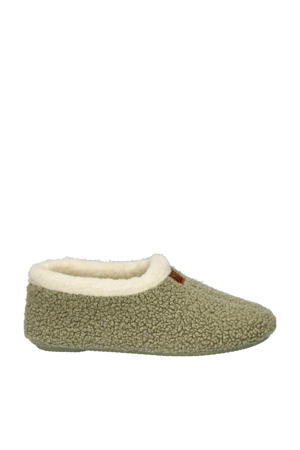 teddy pantoffels kaki