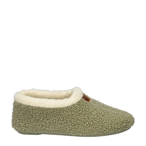 Nelson Home teddy pantoffels kaki afbeelding