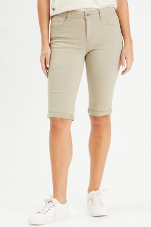 slim fit denim short kaki