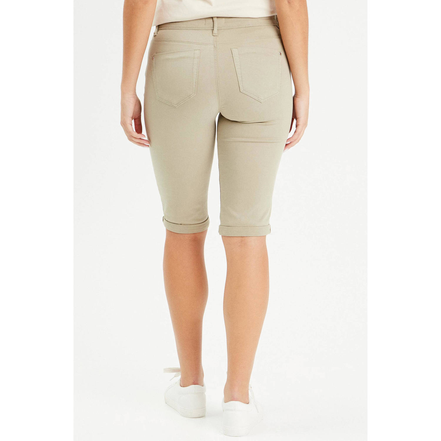 Cache slim fit denim short kaki