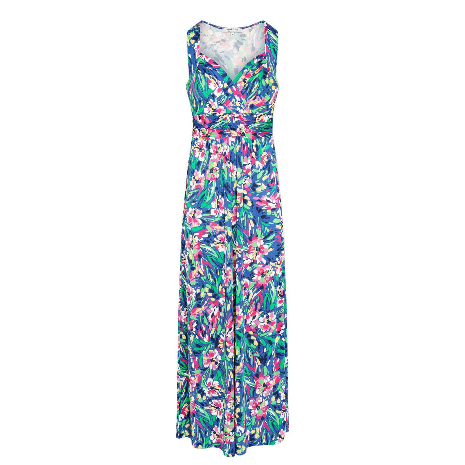 Morgan gebloemde maxi jurk blauw roze