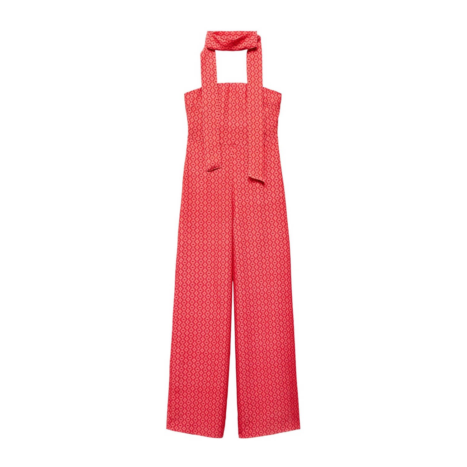 Mango Kids off shoulder jumpsuit met all over print rood All over print 152(XXS)