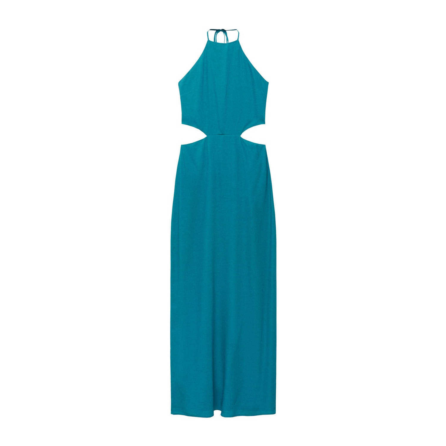 Mango Kids halter maxi jurk turquoise Blauw Effen 152(XXS)