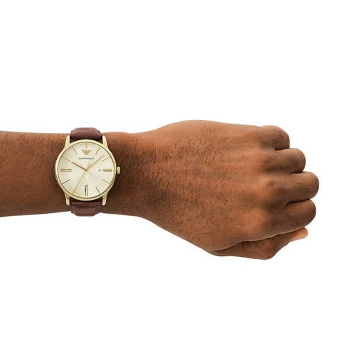 Emporio Armani horloge AR11610 bruin/goudkleurig afbeelding