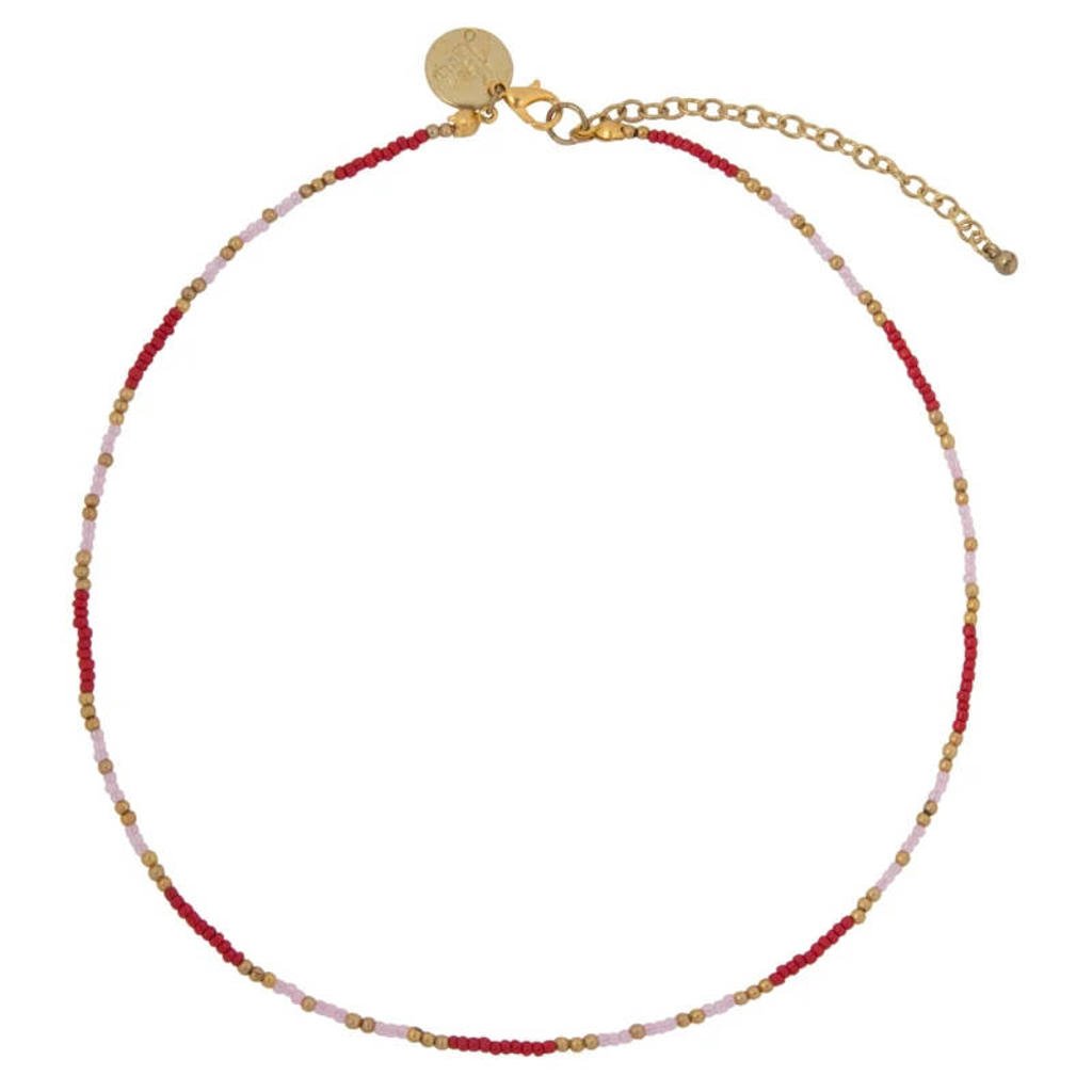Life of Bulu kralenketting Happy Beads rood/roze