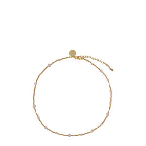 kralenketting Happy Beads goudkleurig/roze