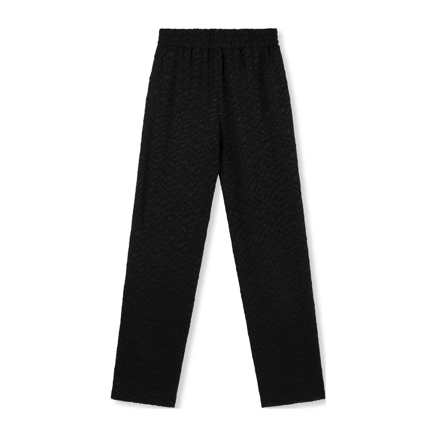 Refined Department high waist wide leg pantalon Nova met ingebreid patroon en textuur zwart