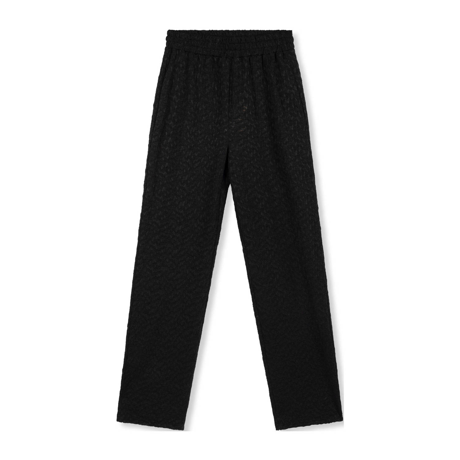 Refined Department high waist wide leg pantalon Nova met ingebreid patroon en textuur zwart