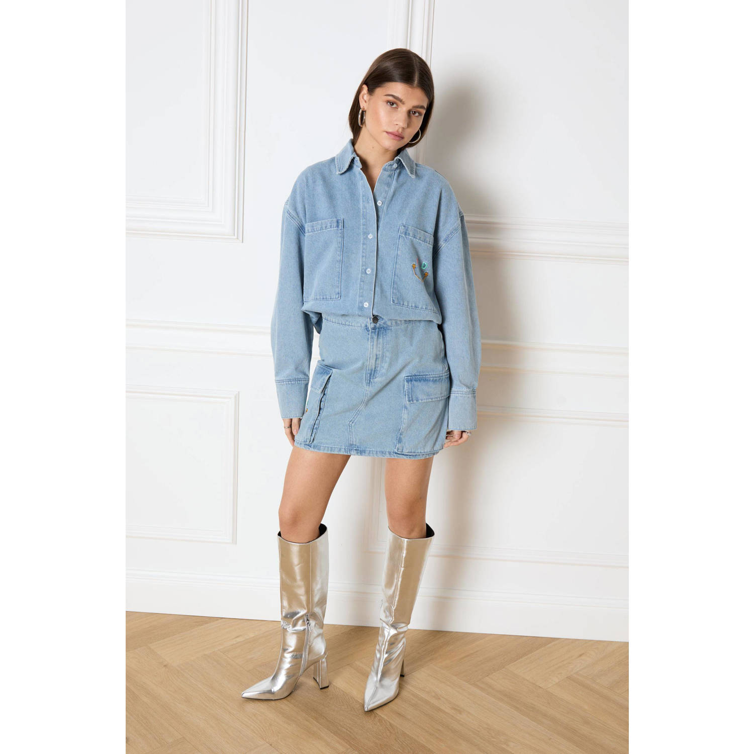 Refined Department blouse Ginny light blue denim