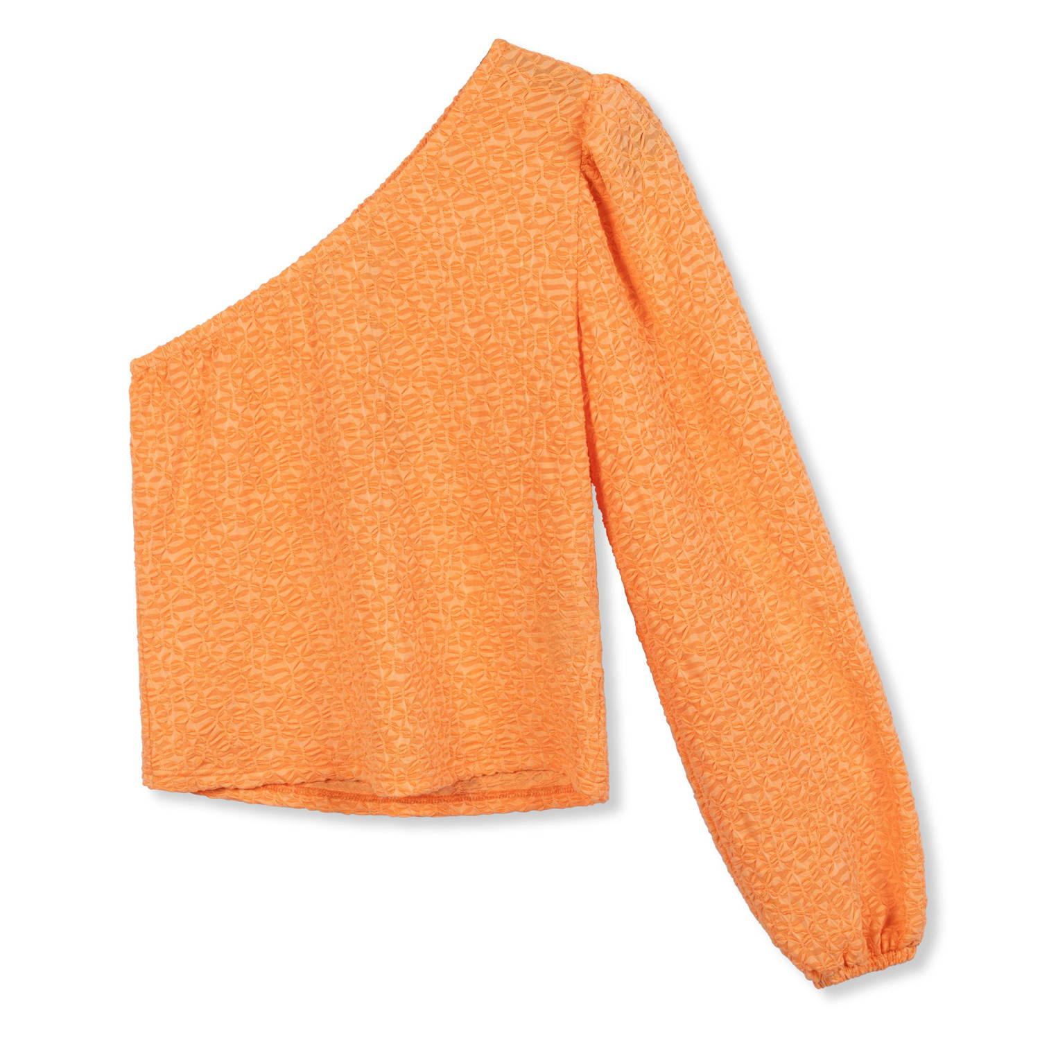 Refined Department one shouldertop Cleo met ingebreid patroon oranje