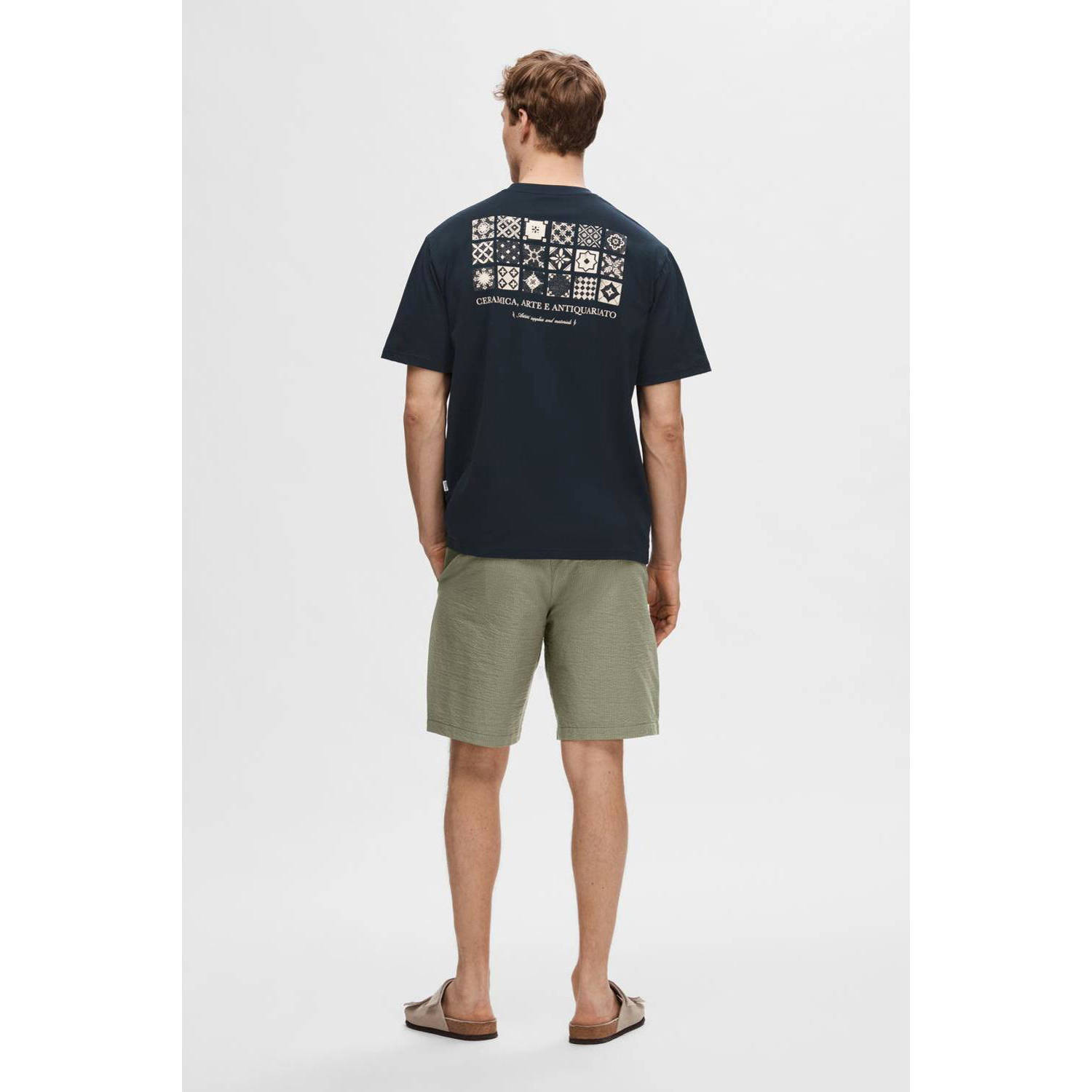 SELECTED HOMME T-shirt SLHRELAXARIES met backprint sky captain