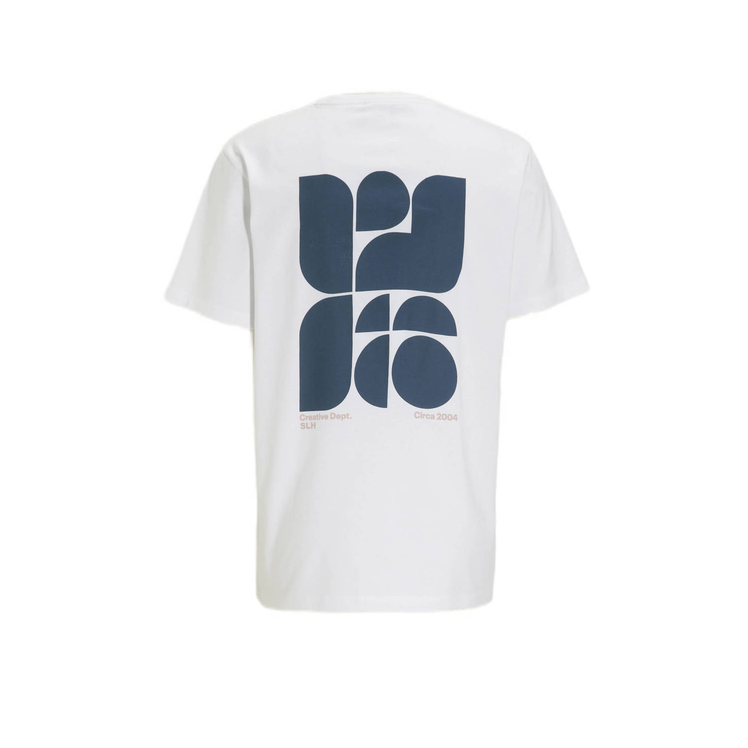 SELECTED HOMME T-shirt met backprint whiteprint:blue