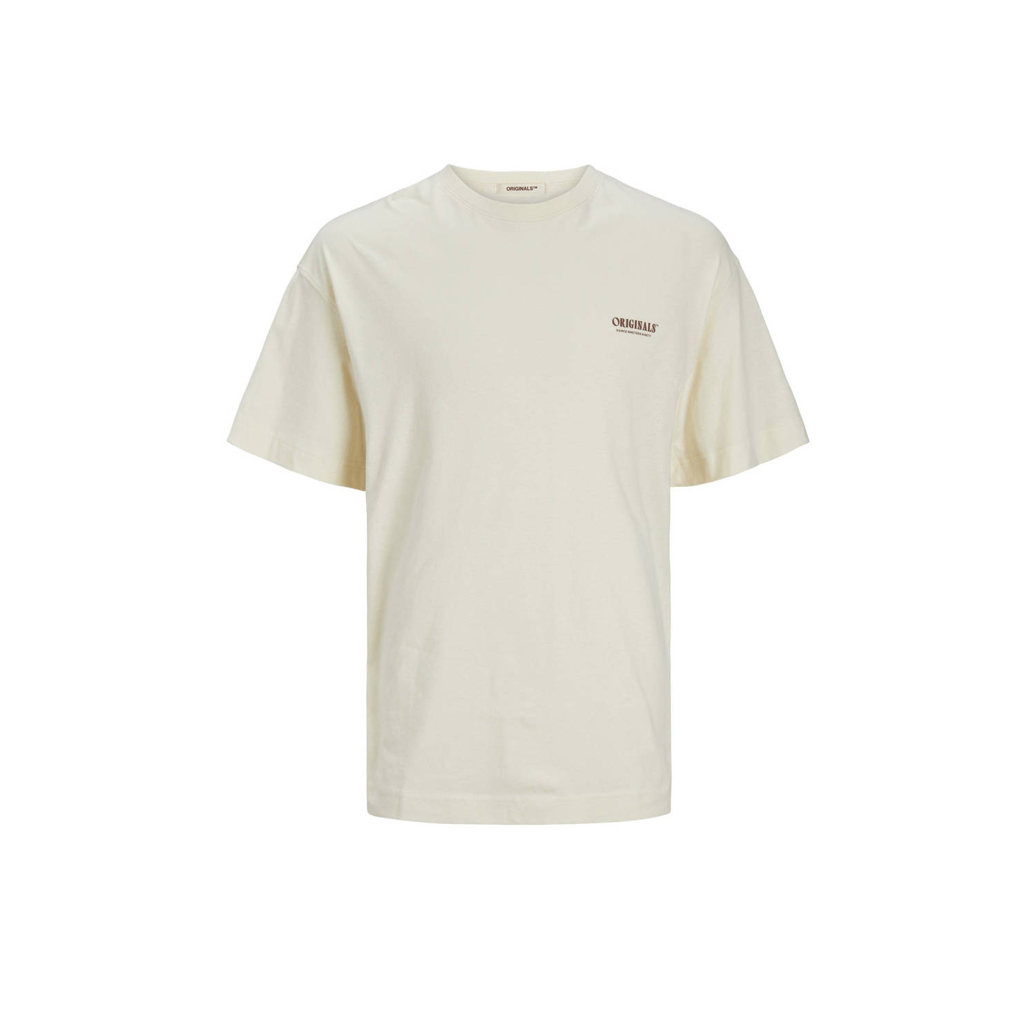 Jack & jones Geo Back Tee met Freewear Print Beige Heren