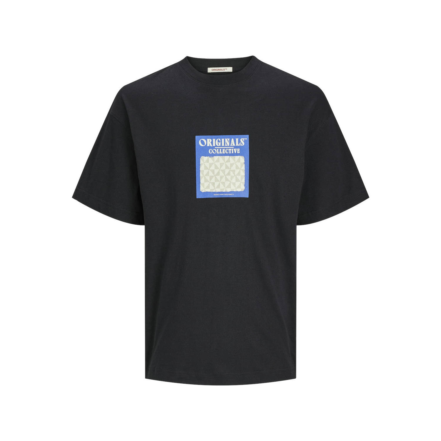 JACK & JONES ORIGINALS oversized T-shirt JORMYKONOS met printopdruk zwart