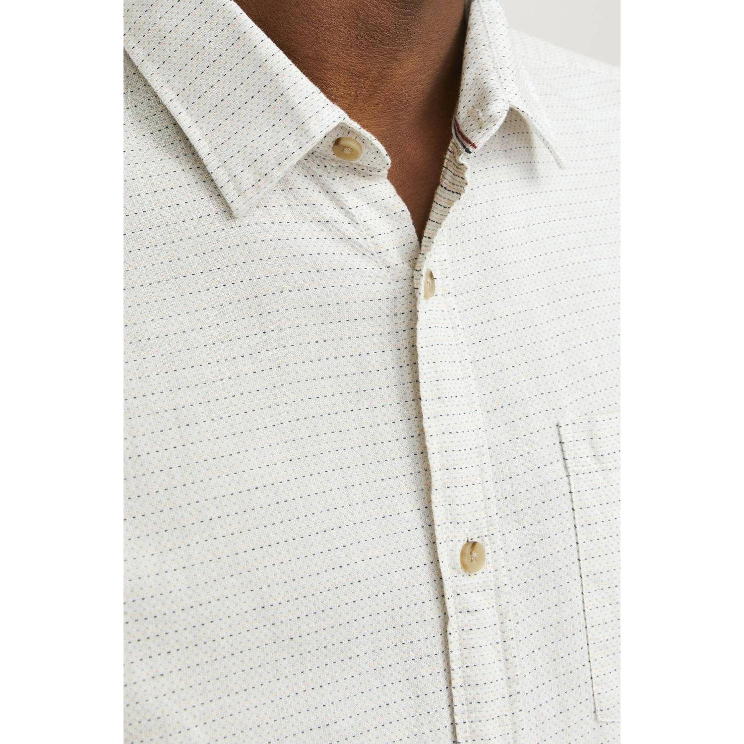 JACK & JONES ESSENTIALS gemêleerd slim fit overhemd JJEABEL cloud dancer