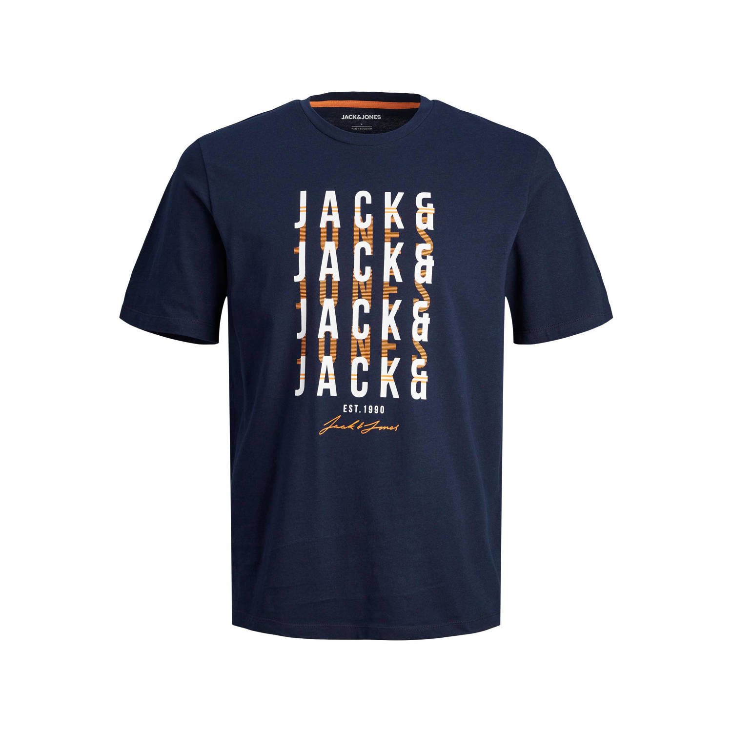 JACK & JONES T-shirt JJDELVIN met printopdruk navy blazer