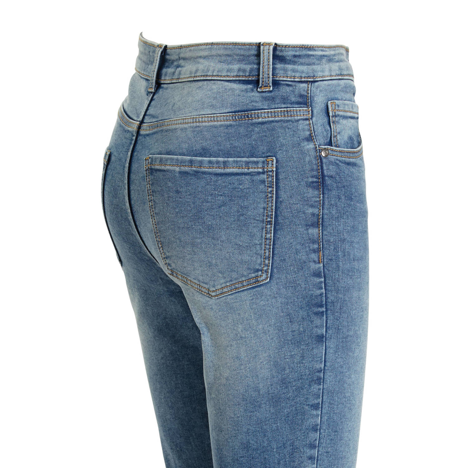 anytime high waist skinny jeans gewassen blauw