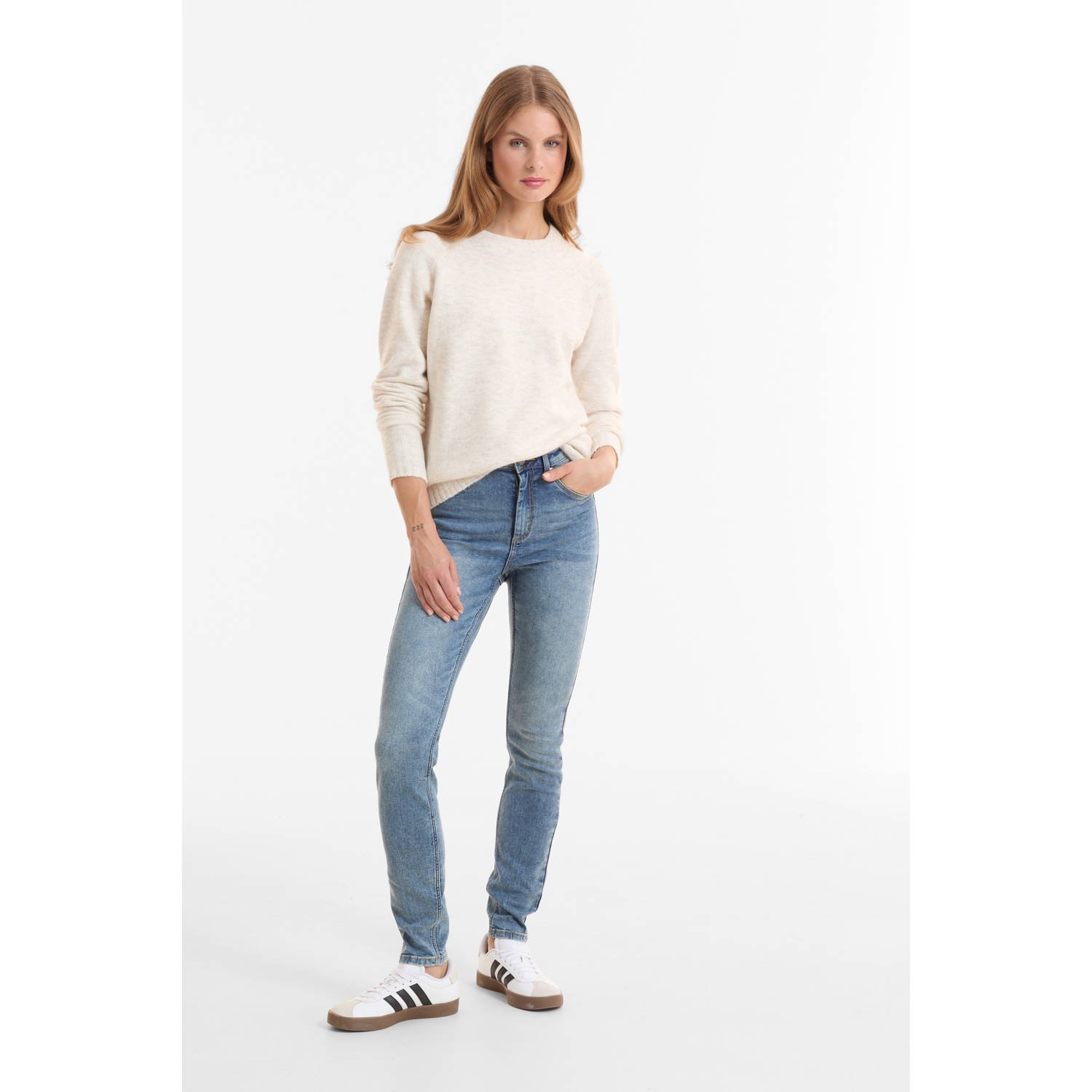 Anytime high waist skinny jeans gewassen blauw