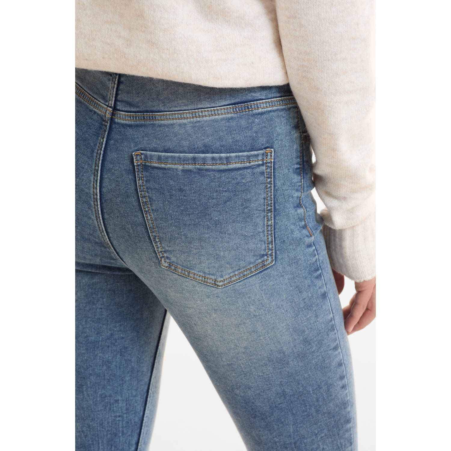 anytime high waist skinny jeans gewassen blauw