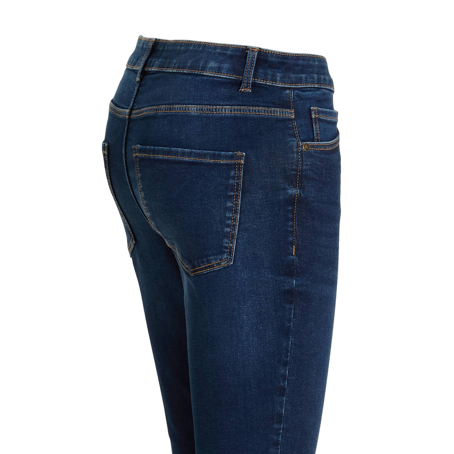 anytime mid rise skinny jeans donker gewassen blauw