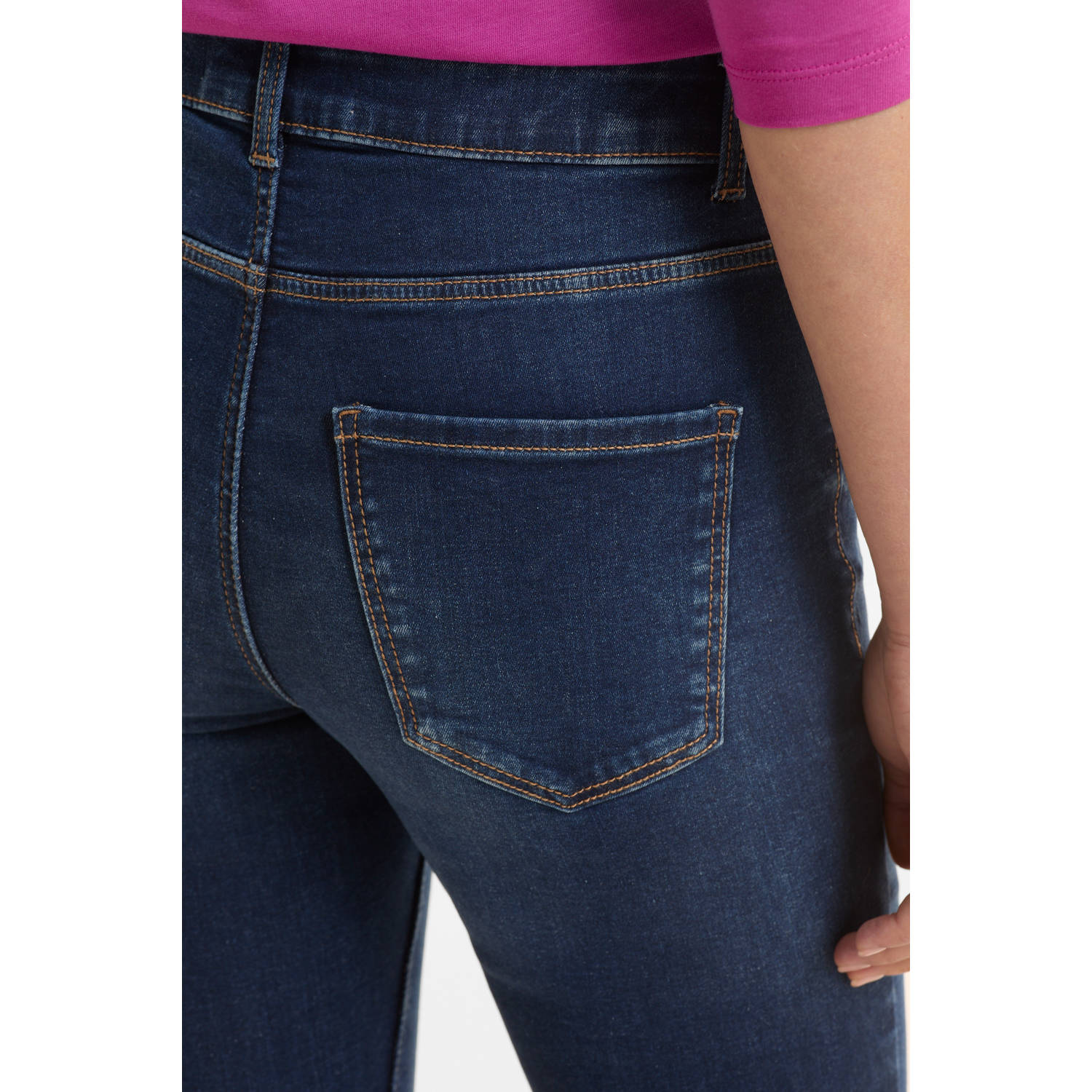 anytime mid rise skinny jeans donker gewassen blauw