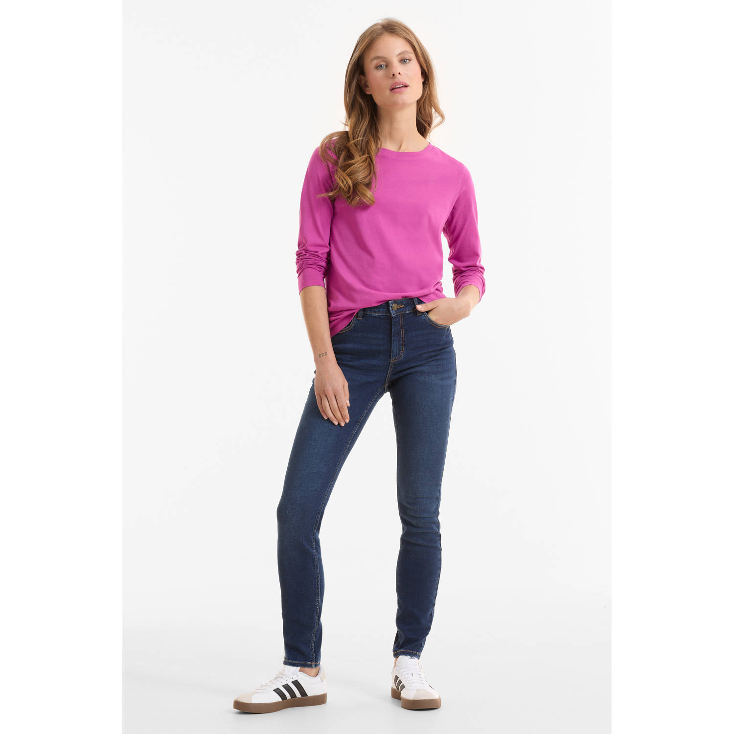 Anytime mid rise skinny jeans donker gewassen blauw