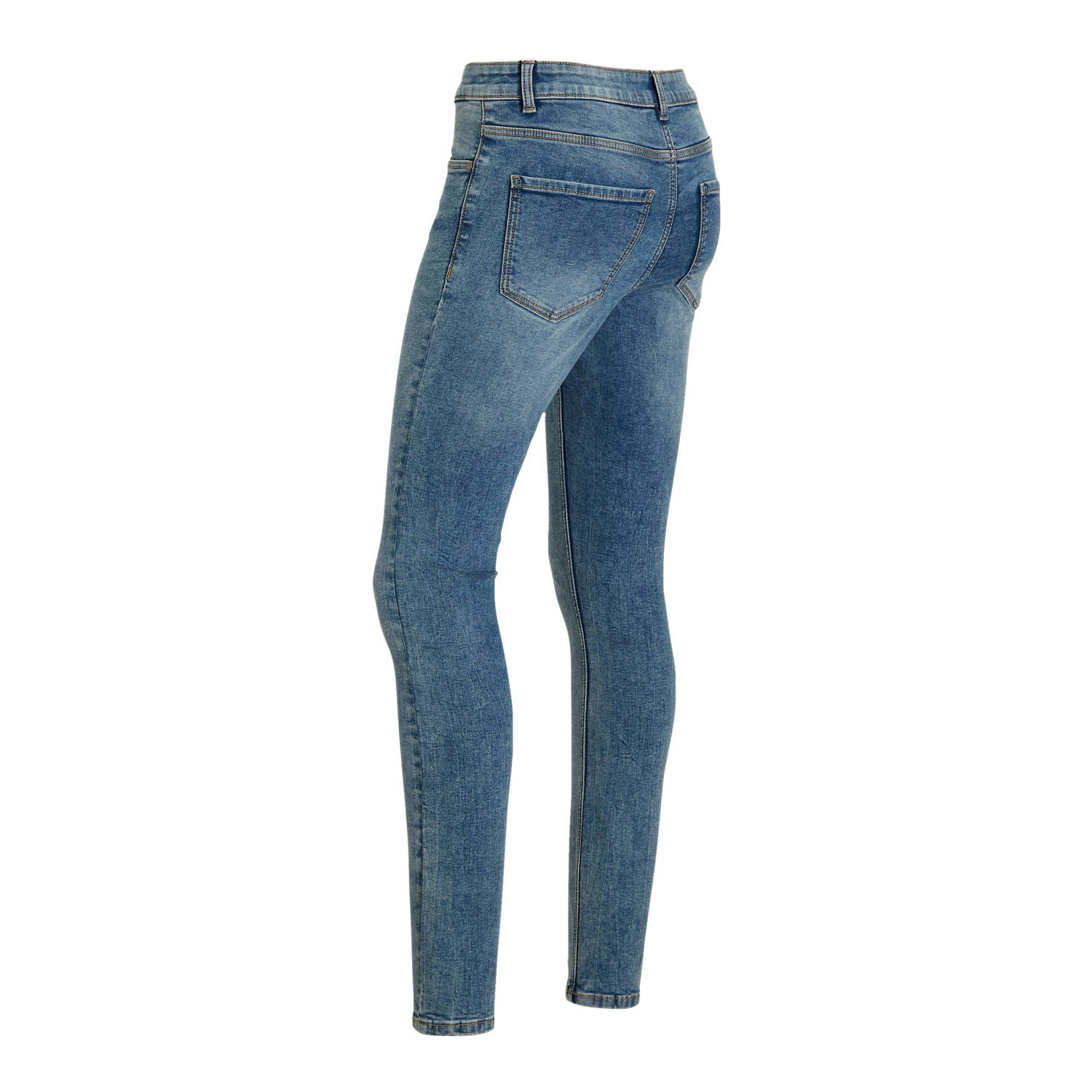 anytime mid rise skinny jeans crackled gewassen blauw