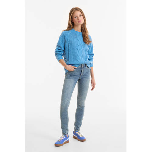 anytime regular waist skinny jeans crackled gewassen blauw afbeelding