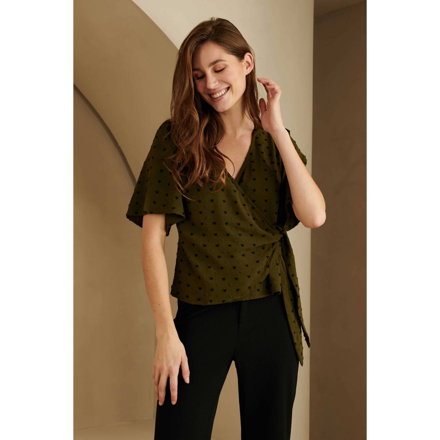 Lofty Manner top met hartjes groen zwart