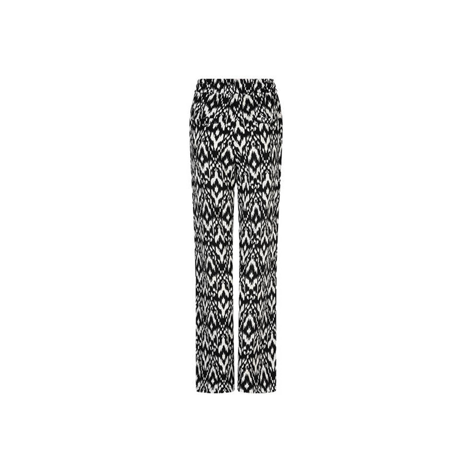 Lofty Manner high waist loose fit broek met grafische print zwart wit
