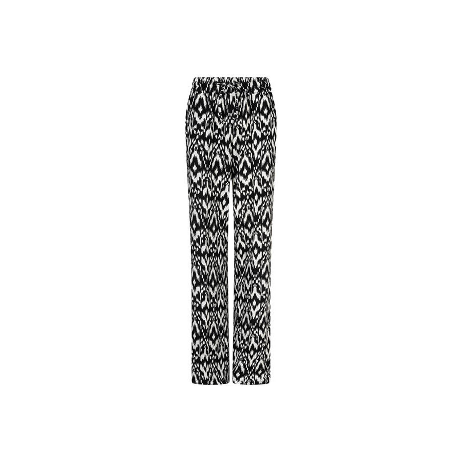 Lofty Manner high waist loose fit broek met grafische print zwart wit