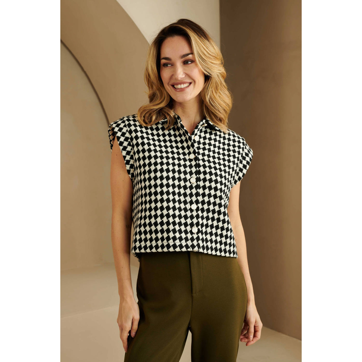 Lofty Manner geruit gilet zwart wit