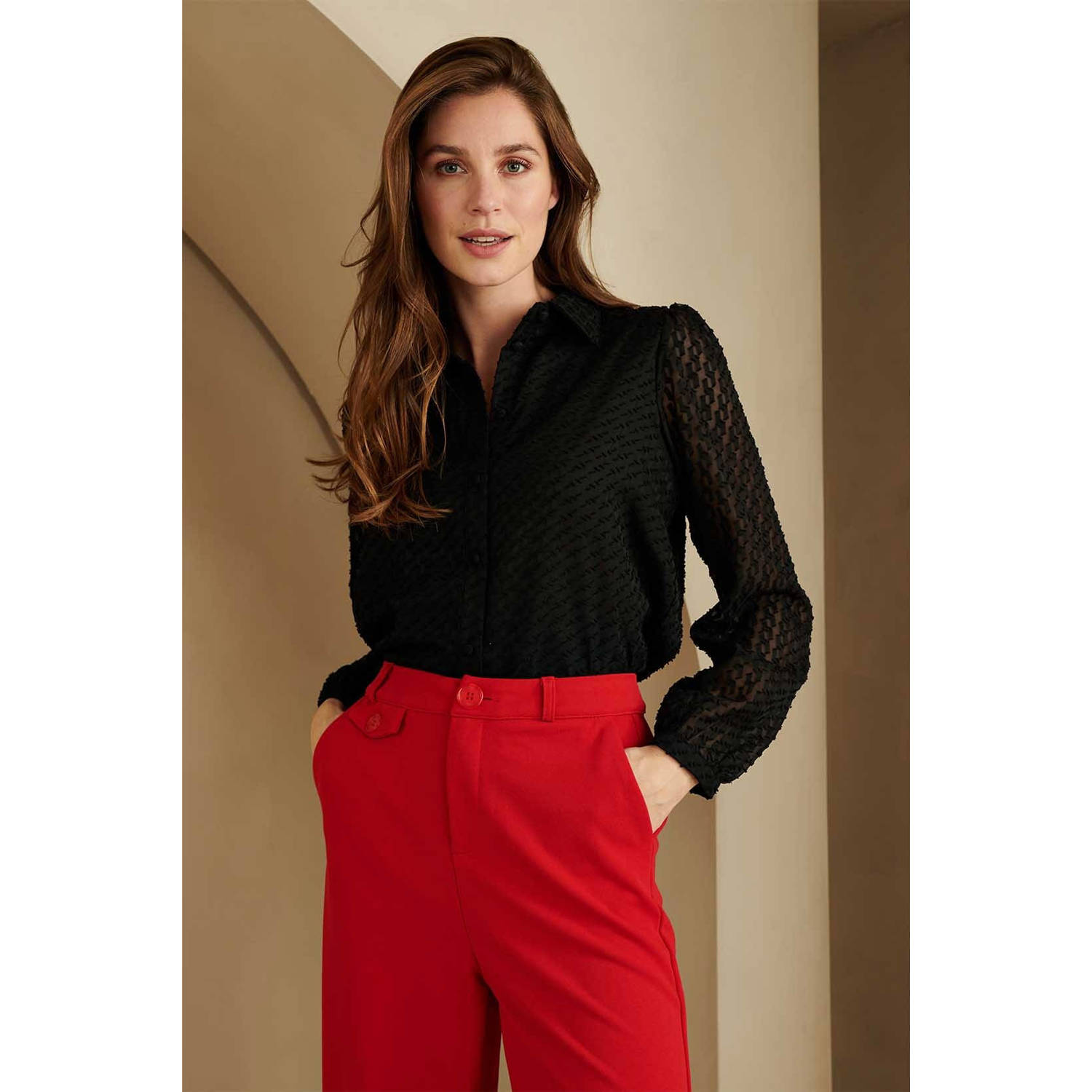 Lofty Manner Maddie Blouse Lange Mouw Black Dames