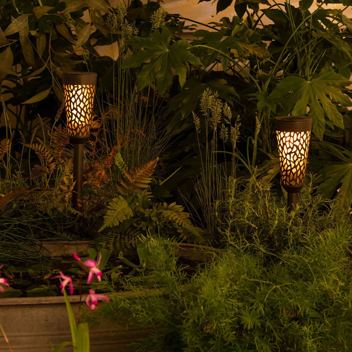 Luxform Solarfackel Swansea - 85 Cm Gartenfackel Mit Lichtmuster, Warmweiß