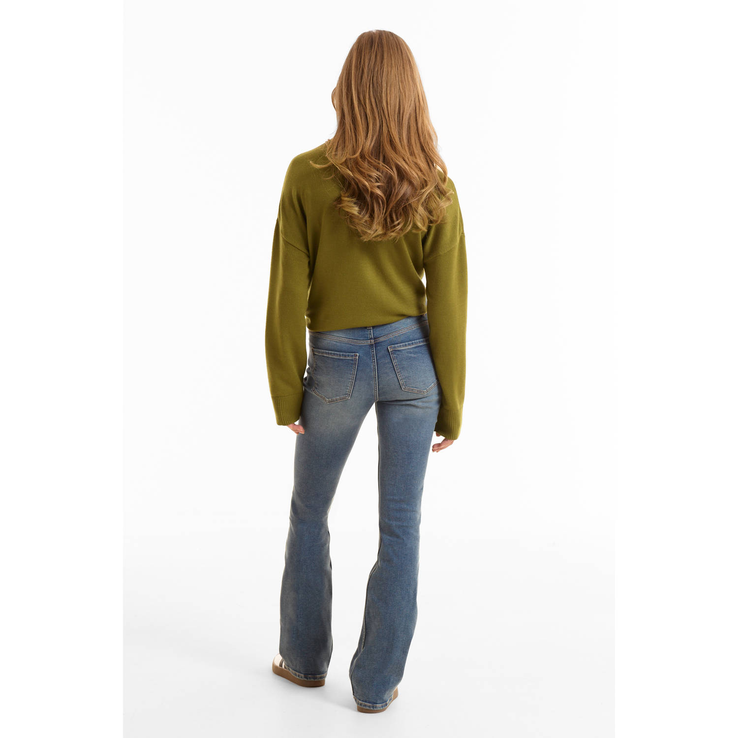 anytime flared jeans medium gewassen blauw