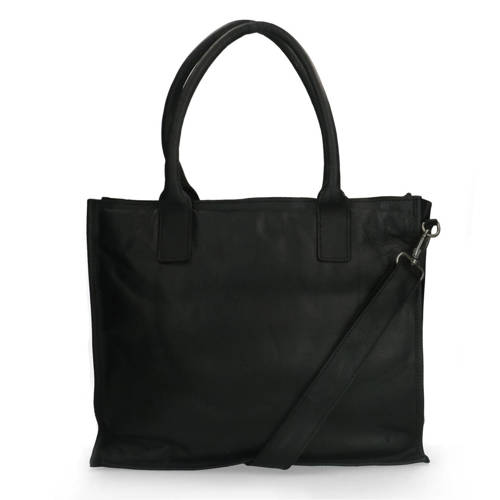 Manfield leren crossbody tas zwart afbeelding