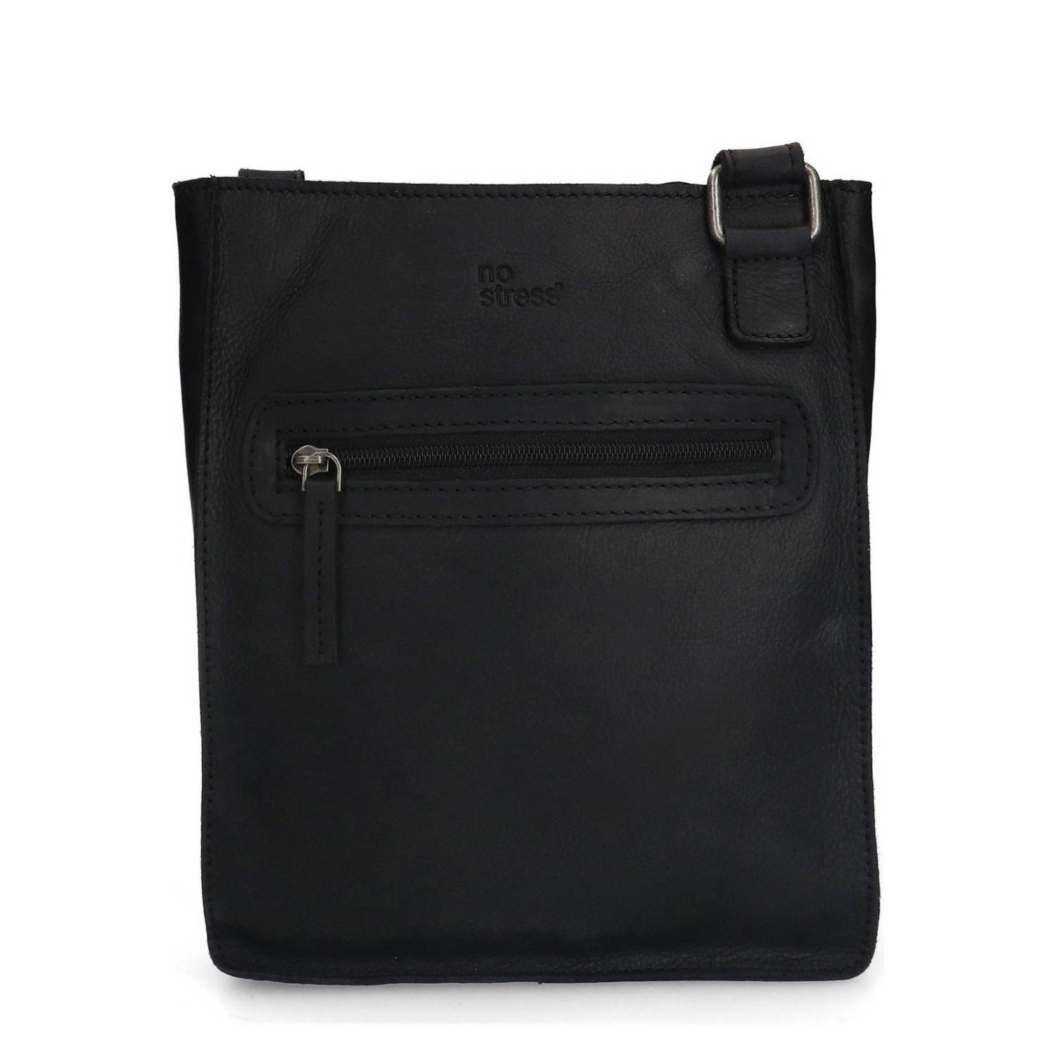 No Stress leren crossbody tas zwart
