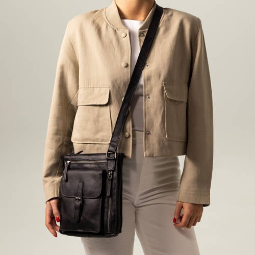 No Stress leren crossbody tas zwart afbeelding