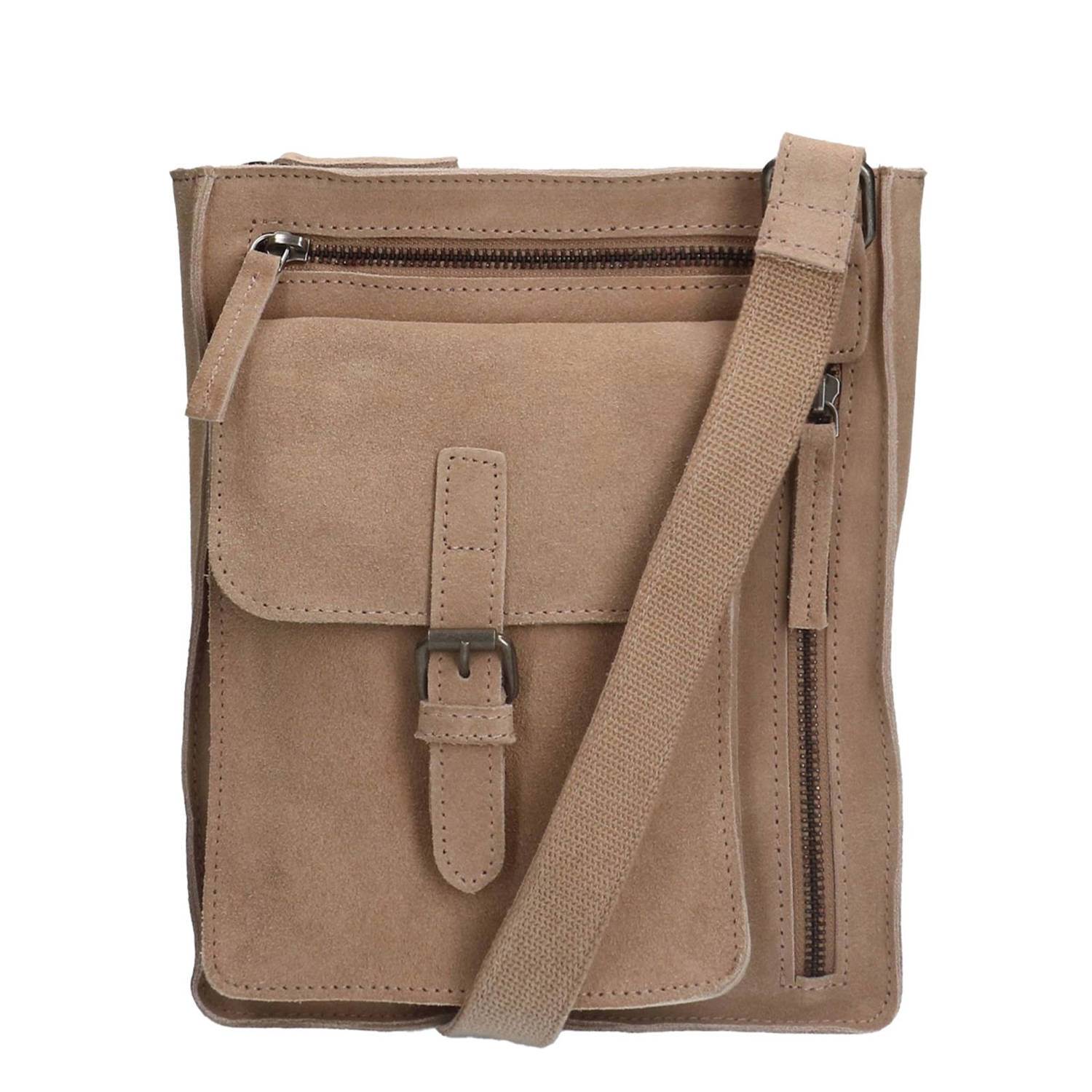 No Stress suède crossbody tas beige