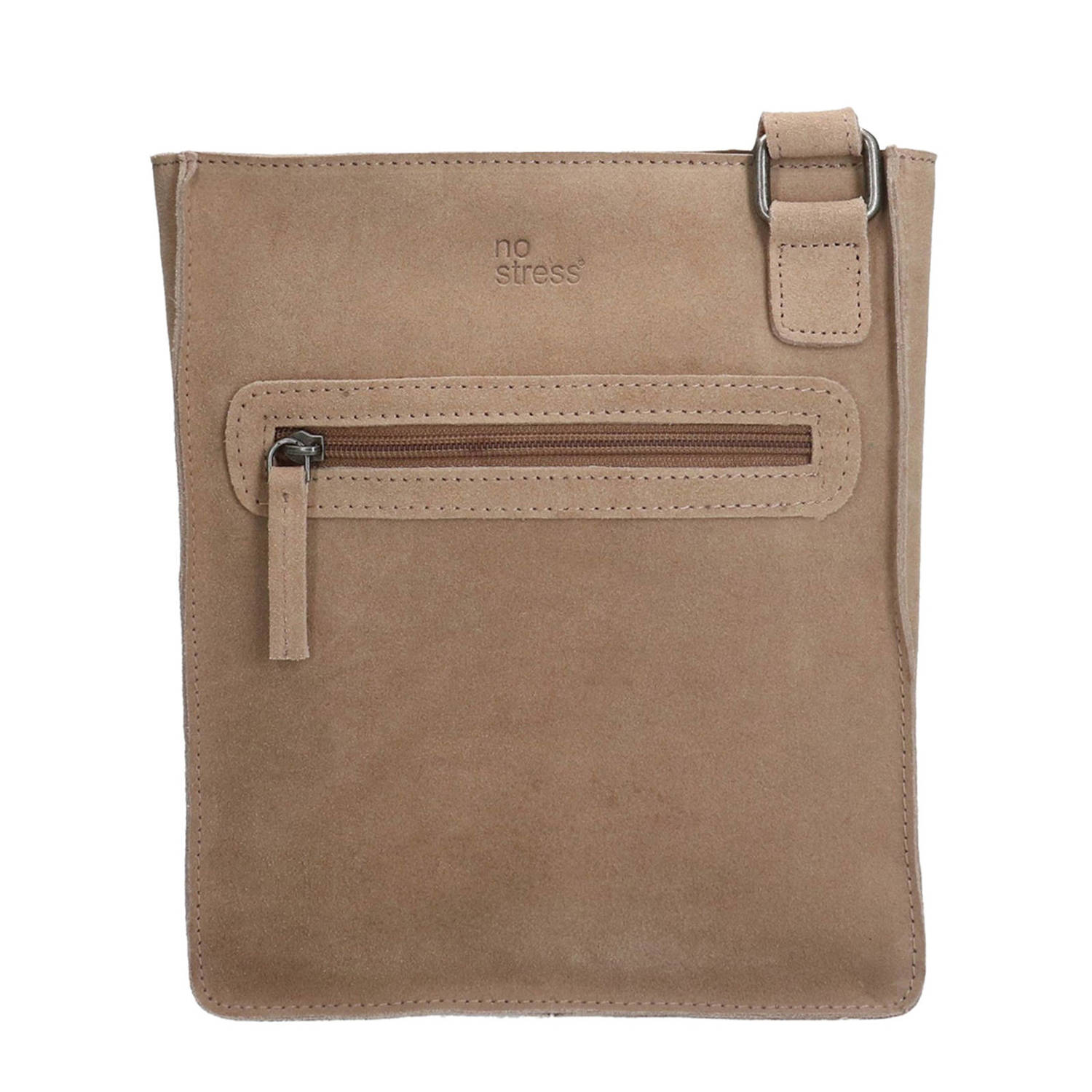 No Stress suède crossbody tas beige