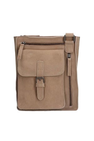 suède crossbody tas beige